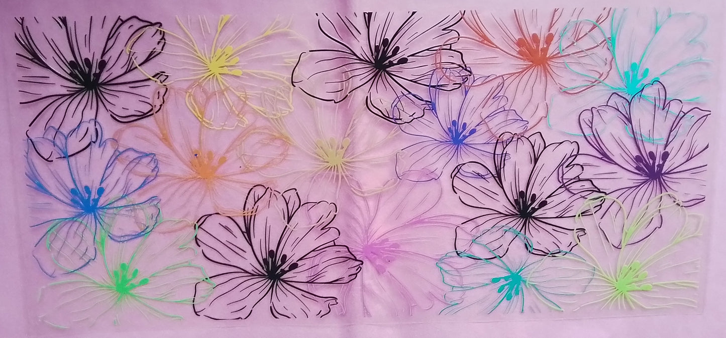 C-116 Multi colour outlined flowers - not for sale