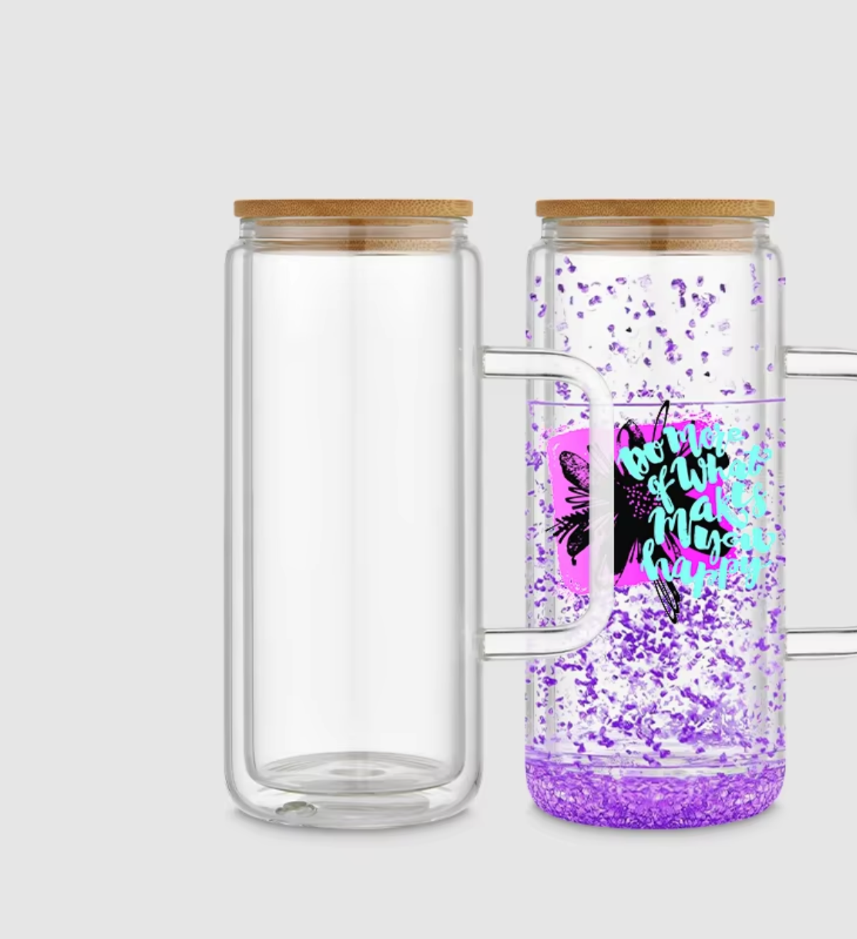 15 oz Snow globe with filled Handle double walled