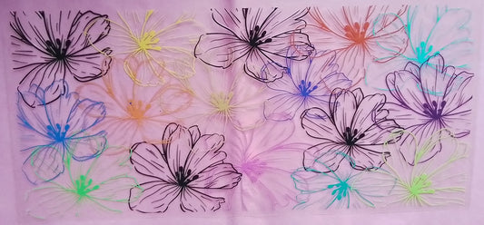 C-116 Multi colour  outlined flowers - not for sale