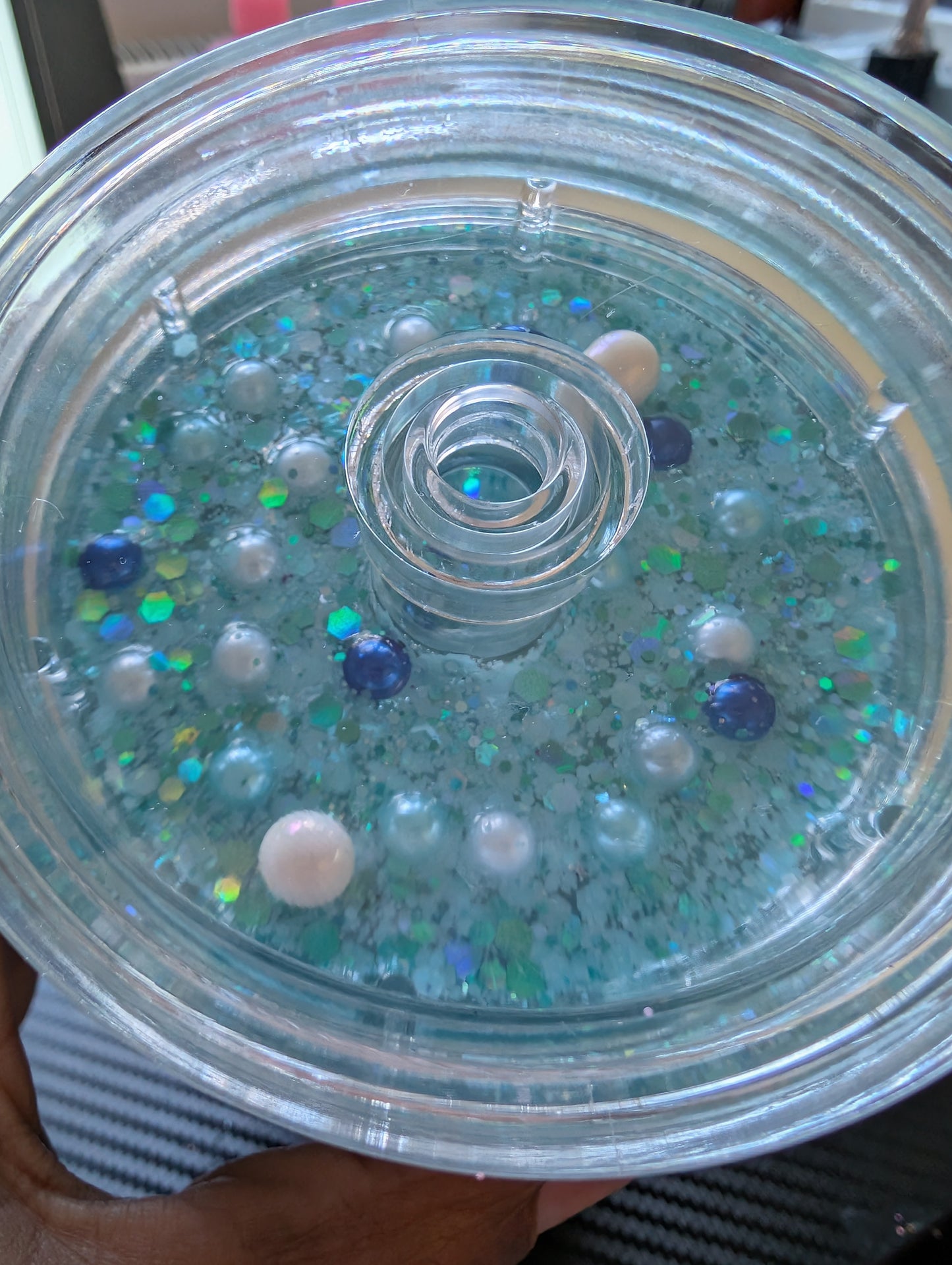 16 oz Acrylic Turtle Tumbler in blue glitter, Ready to ship