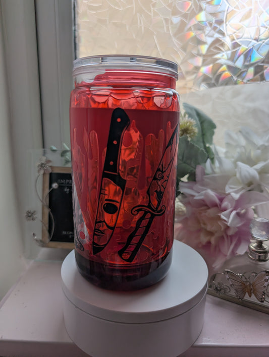 16 oz Acrylic Snow globe Red drip Horror - Ready to ship