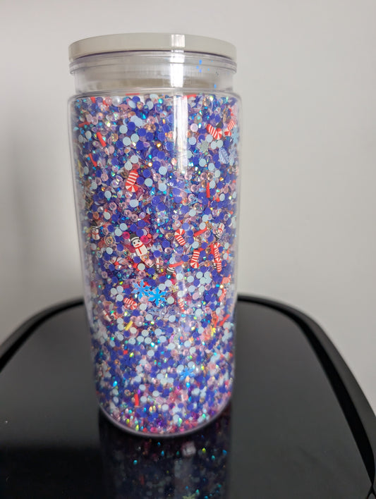 20oz Rhinestone snow globe glow in the dark ready to ship.